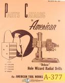 American Tool Works-American Tool, Pacemaker Lathes, 14\" 16\" 20\" 25\", B-F, Parts & Drawings Manual-14\"-16\"-20\"-25\"-Style B-Style C-Style D-Style E-Style F-06